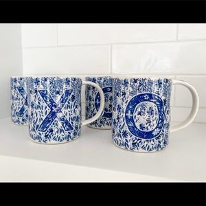 Set of 4 Anthropologie XO mugs